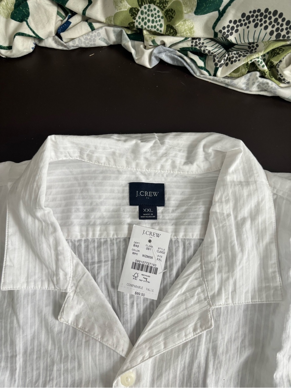 J. Crew Factory White Textured Stripe Button-Down Shirt
